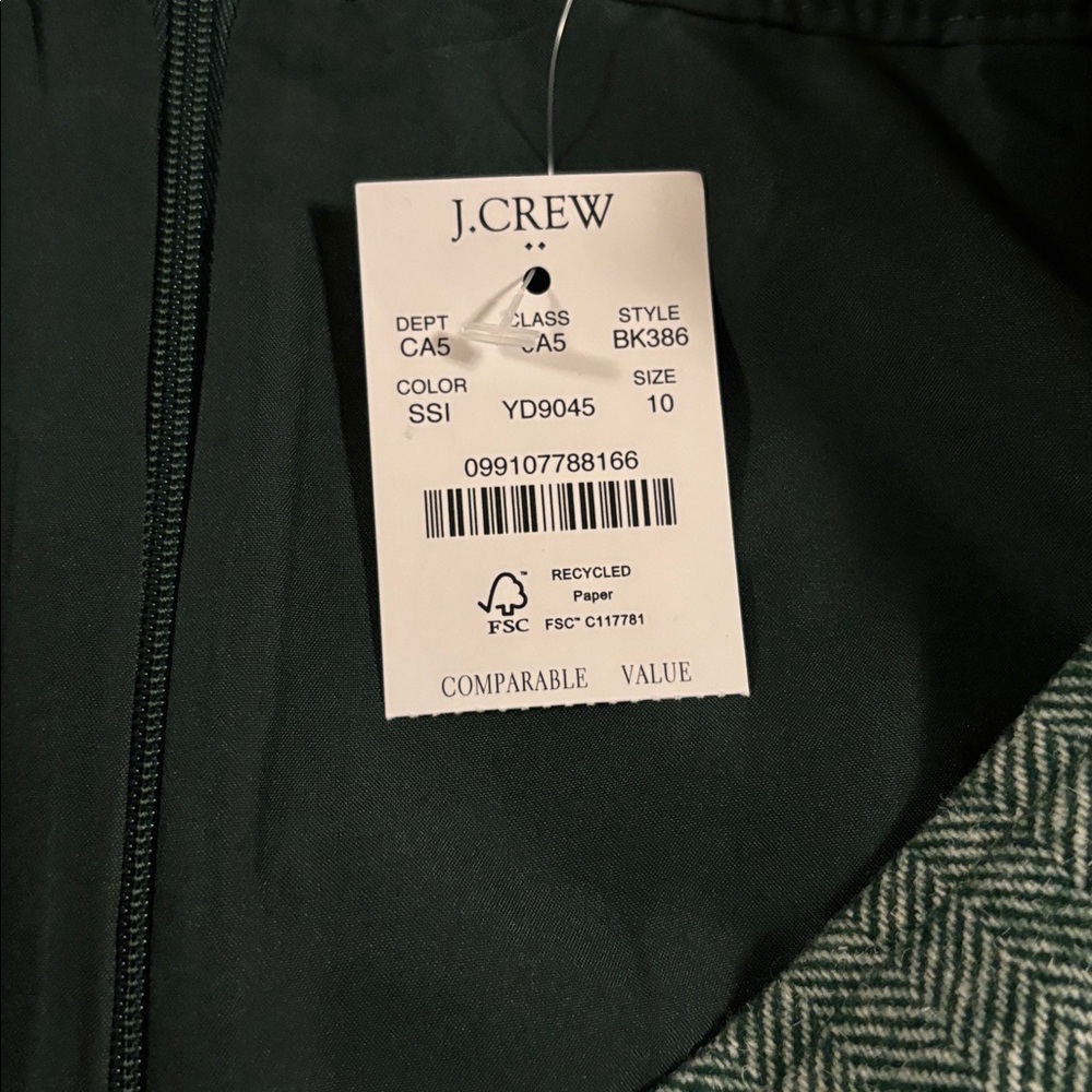 J. Crew Green and white chevron A-Line Skirt - Picture 3 of 8